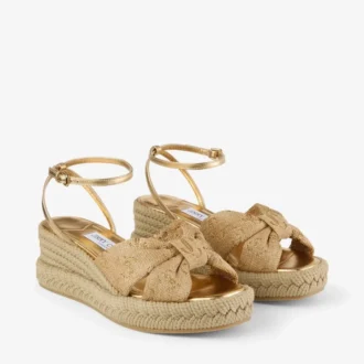 Aella Wedge 60 Guld Raffia-kilklacksandaler