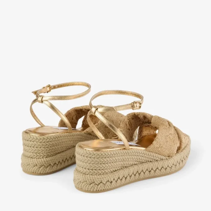Aella Wedge 60 Guld Raffia-kilklacksandaler