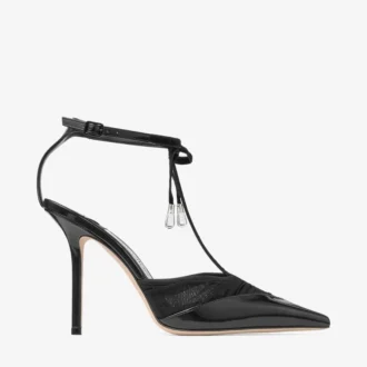 Afia Mesh 100 Svarta pumps i spazzolato och rynkad tyll
