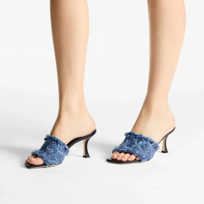 Alexia 70 Crosshatch Denim-sandaler