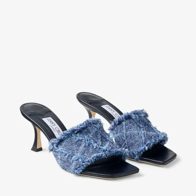 Alexia 70 Crosshatch Denim-sandaler