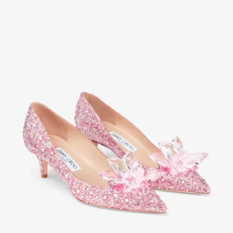 Allure Rose Mix pumps i mocka och kristallklädd spetsig tå