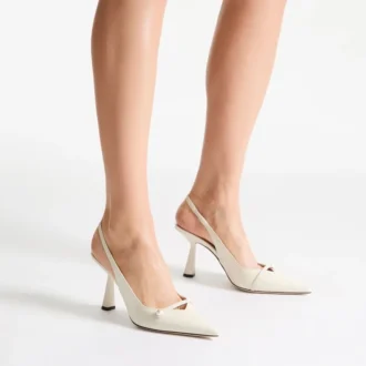 Amita 85 Latte Slingbacks i lackläder
