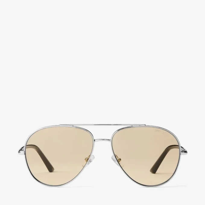 Astor Aviator-solglasögon i silver och ljusgult metall