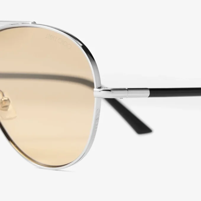 Astor Aviator-solglasögon i silver och ljusgult metall