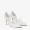 Aurelie 85 Ivory jimmy choo-spetspumps med pärldekoration Aurelie 85 Ivory jimmy choo-spetspumps med pärldekoration