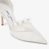 Aurelie 85 Ivory jimmy choo-spetspumps med pärldekoration Aurelie 85 Ivory jimmy choo-spetspumps med pärldekoration