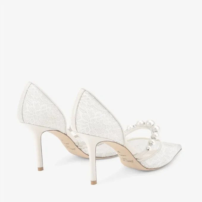 Aurelie 85 Ivory jimmy choo-spetspumps med pärldekoration Aurelie 85 Ivory jimmy choo-spetspumps med pärldekoration