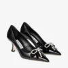 Auria 70 Svarta mjuka Spazzolato-pumps med sammet och kristallrosett