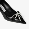 Auria 70 Svarta mjuka Spazzolato-pumps med sammet och kristallrosett