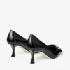 Auria 70 Svarta mjuka Spazzolato-pumps med sammet och kristallrosett
