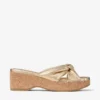 Avenue Wedge 50 Guldfärgade metalliska nappa-mules med kilklack