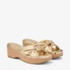 Avenue Wedge 50 Guldfärgade metalliska nappa-mules med kilklack