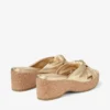 Avenue Wedge 50 Guldfärgade metalliska nappa-mules med kilklack