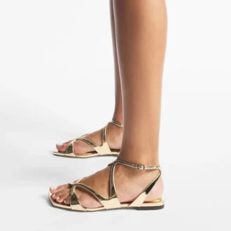 Ayla Flat guldmetallic läderballerinaskor
