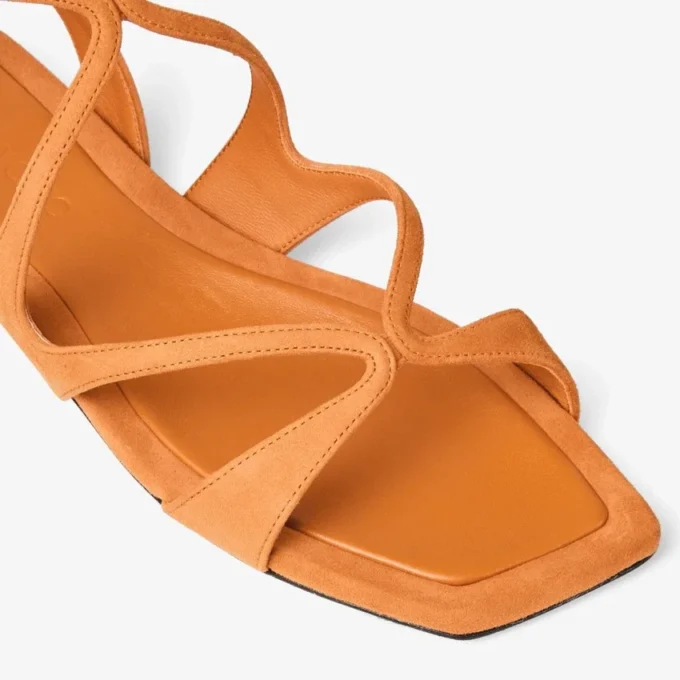 Ayla Flat sandaler i solnedgångsorange mocka Ayla Flat sandaler i solnedgångsorange mocka