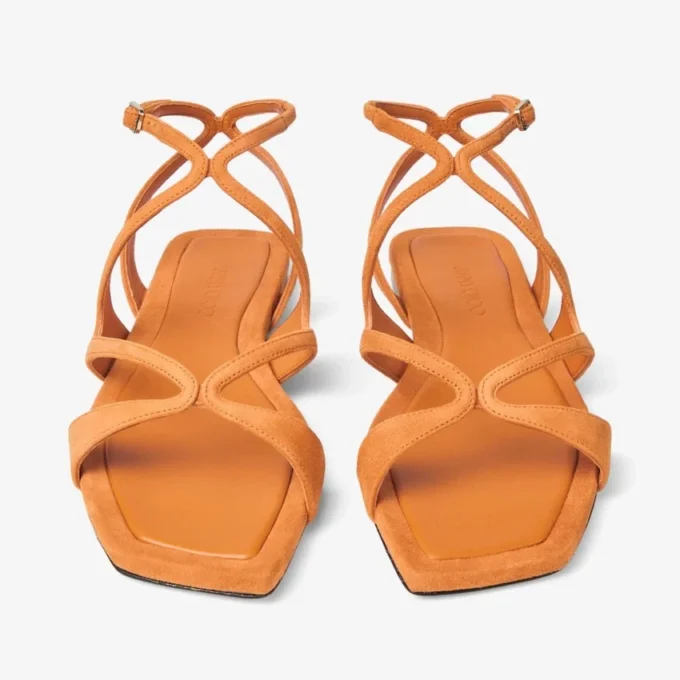 Ayla Flat sandaler i solnedgångsorange mocka Ayla Flat sandaler i solnedgångsorange mocka