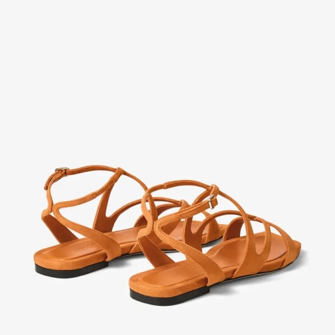 Ayla Flat sandaler i solnedgångsorange mocka Ayla Flat sandaler i solnedgångsorange mocka
