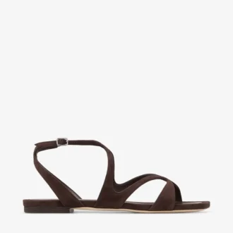 Ayla platta sandaler i chokladbrunt mocka