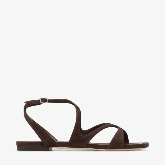 Ayla platta sandaler i chokladbrunt mocka Ayla platta sandaler i chokladbrunt mocka
