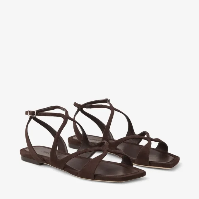 Ayla platta sandaler i chokladbrunt mocka Ayla platta sandaler i chokladbrunt mocka