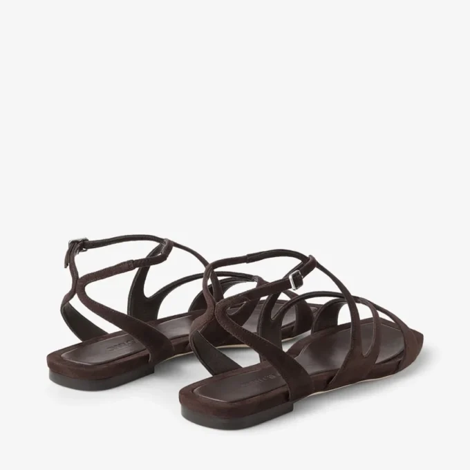 Ayla platta sandaler i chokladbrunt mocka Ayla platta sandaler i chokladbrunt mocka