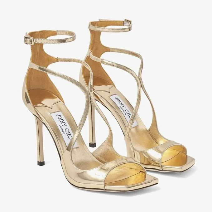 Azia 110 Guld Sandaler i flytande metallläder