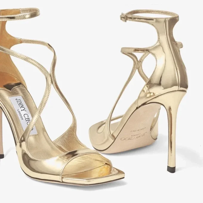 Azia 110 Guld Sandaler i flytande metallläder