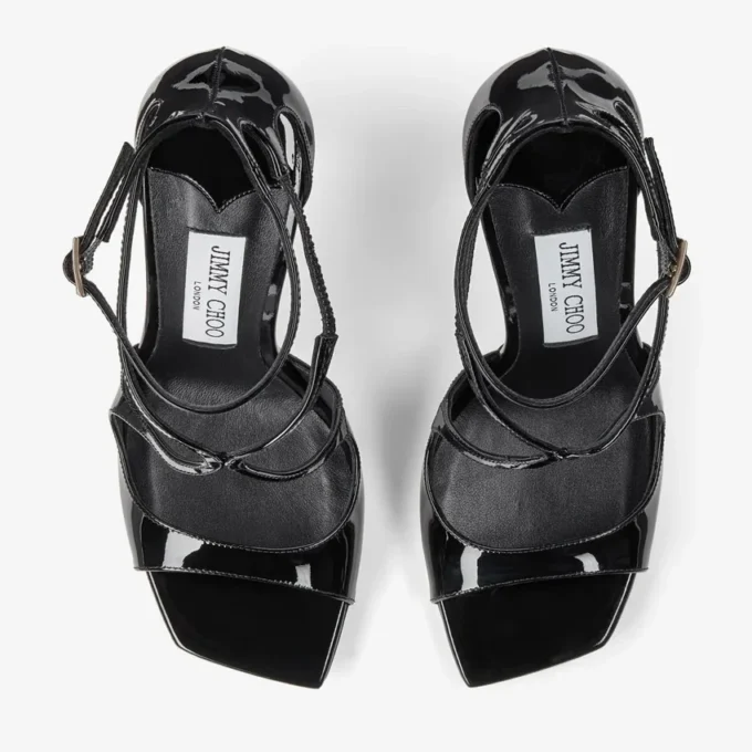 Azia 110 svarta sandaler i lackläder Azia 110 svarta sandaler i lackläder