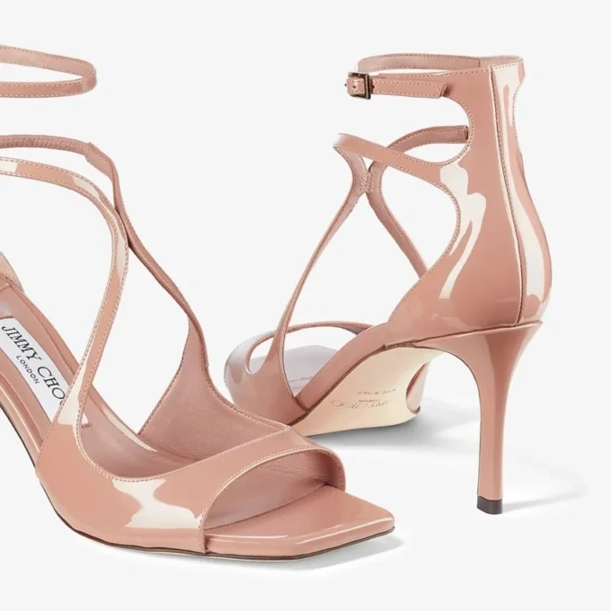 Azia 75 sandaler i balettrosa lackläder Azia 75 sandaler i balettrosa lackläder