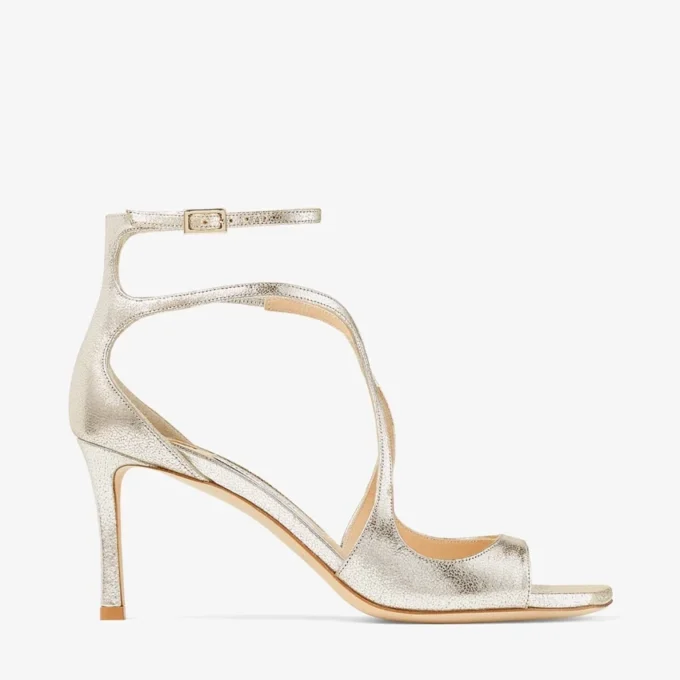 Azia 75 sandaler i champagnefärgat glitterläder Azia 75 sandaler i champagnefärgat glitterläder