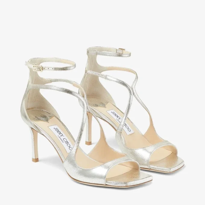 Azia 75 sandaler i champagnefärgat glitterläder Azia 75 sandaler i champagnefärgat glitterläder