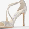 Azia 95 Pumps i elfenbensfärgad satin med kristallutsmyckning