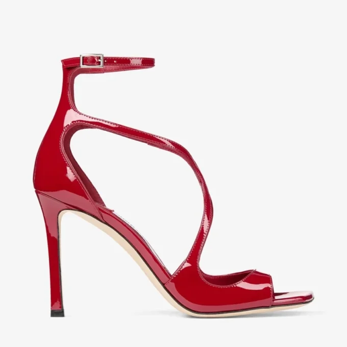 Azia 95 rubinröda sandaler i lackläder Azia 95 rubinröda sandaler i lackläder