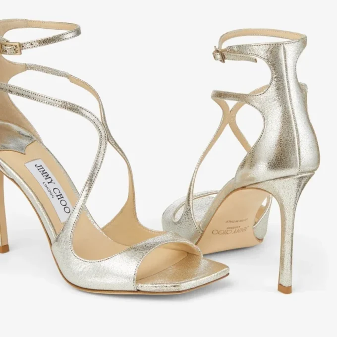 Azia 95 sandaler i champagnefärgat glitterläder
