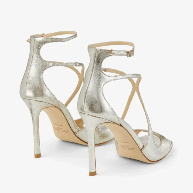 Azia 95 sandaler i champagnefärgat glitterläder
