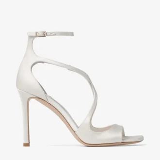 Azia 95 sandaler i elfenbensfärgad satin