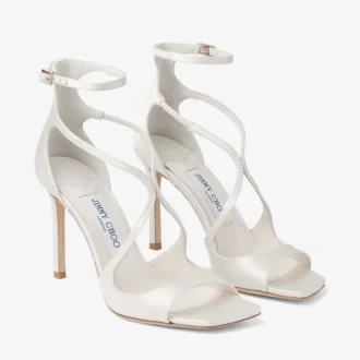 Azia 95 sandaler i elfenbensfärgad satin