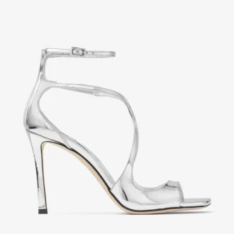 Azia 95 sandaler i silverfärgat läder med flytande metallfinish