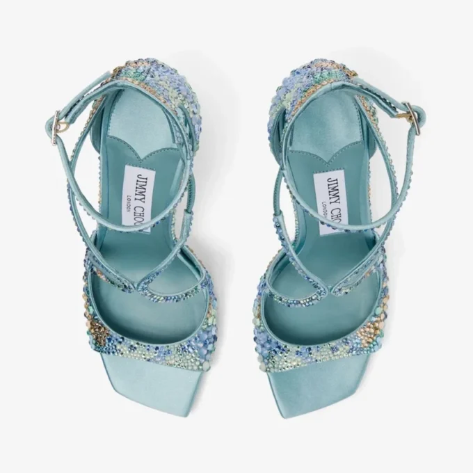 Azia 95 Sky Mix-sandaler i satin med kristalldekoration