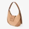Bar Hobo Small Toffee Suede axelväska med Biker-läderkant Bar Hobo Small Toffee Suede axelväska med Biker-läderkant