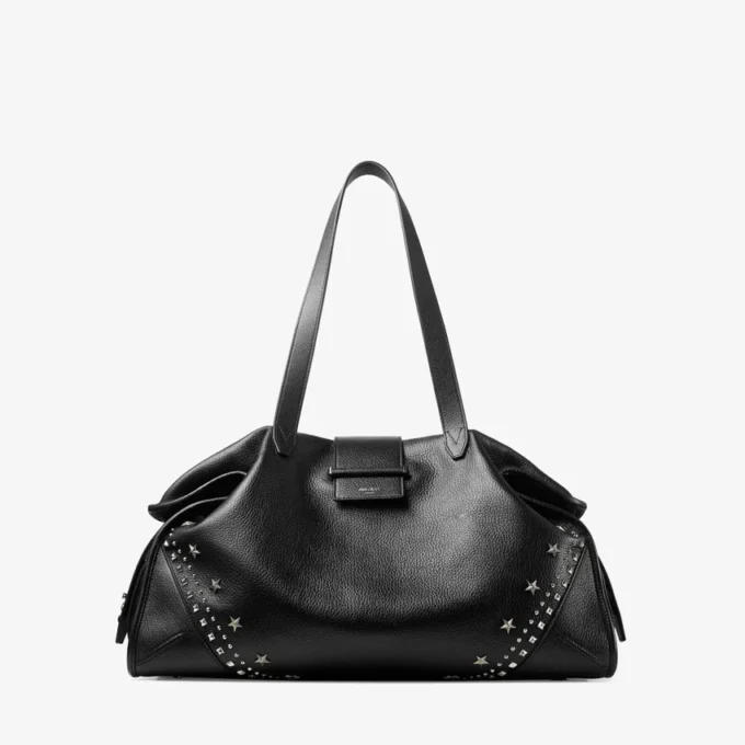 Bar Holdall Large Svart mjukkalvskinnsväska med texturerade stjärnor