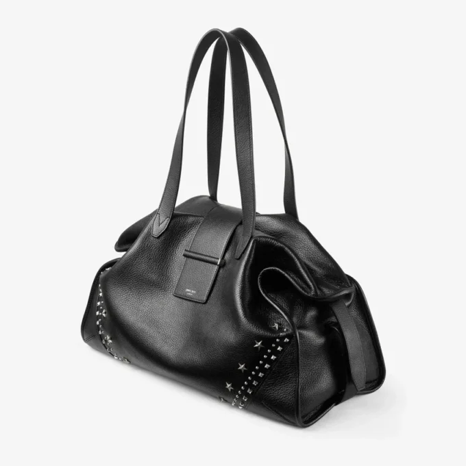 Bar Holdall Large Svart mjukkalvskinnsväska med texturerade stjärnor