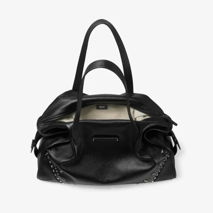 Bar Holdall Large Svart mjukkalvskinnsväska med texturerade stjärnor