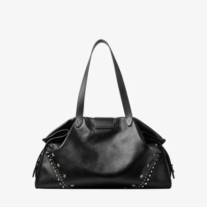 Bar Holdall Large Svart mjukkalvskinnsväska med texturerade stjärnor