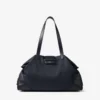 Bar Holdall Stor resväska i marin nylon med detaljer i slätt kalvskinn