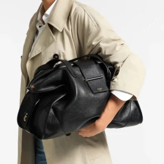 Bar Holdall Stor svart väska i Biker-läder
