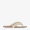 Bay Flat mandelfärgade sandaler i slitet, fläckigt canvas Bay Flat mandelfärgade sandaler i slitet, fläckigt canvas