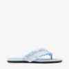 Bay Flat Riviera Blue Mix Flat sandaler i slitna, fläckiga canvas
