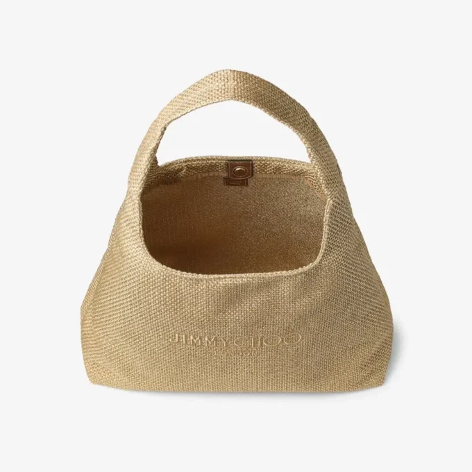 Beach Diamond Hobo Large guld- och mörk cappuccino-metallisk raffia-axelväska Beach Diamond Hobo Large guld- och mörk cappuccino-metallisk raffia-axelväska